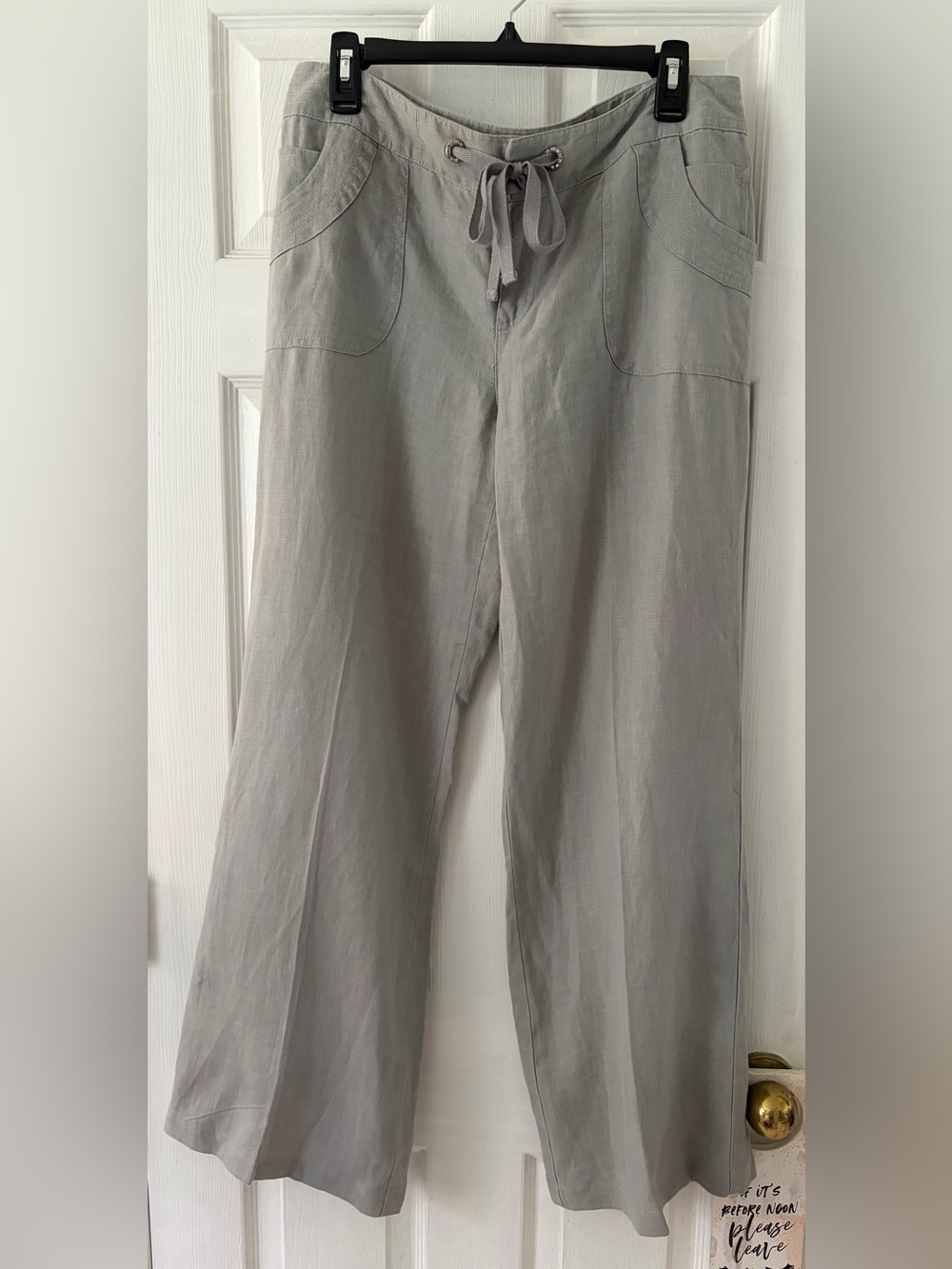 INC International Concepts Light Gray Linen Drawstring Pants